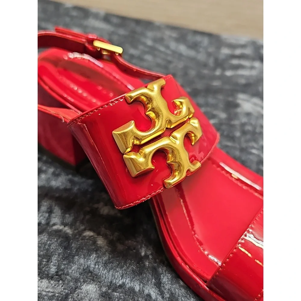 Tory Burch Red Patent Leather Eleanor Heel Sandal Size 6